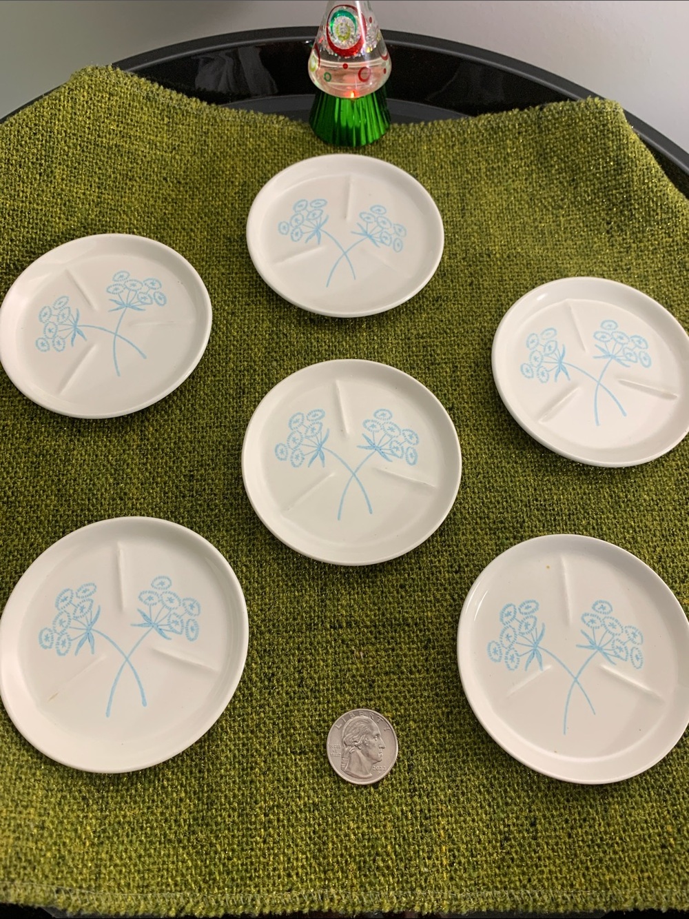 Salt or Spice Dips S/6 Light Blue Floral Accents